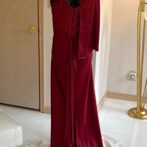 𝅺stunning New Evening Dress & Scarf Set with Beading